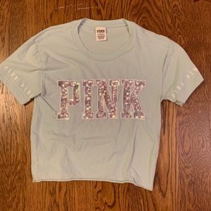 PINK Baby Blue Sparkly Short Sleeve Tee